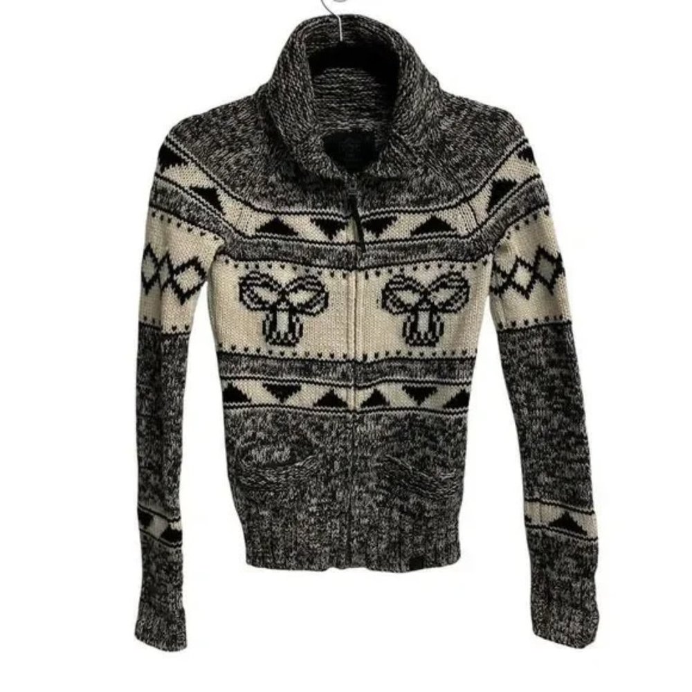 ARITZIA Tna Sea To Sky Cowichan Wool Chunky Knit Zip Front Cardigan Sweater XS